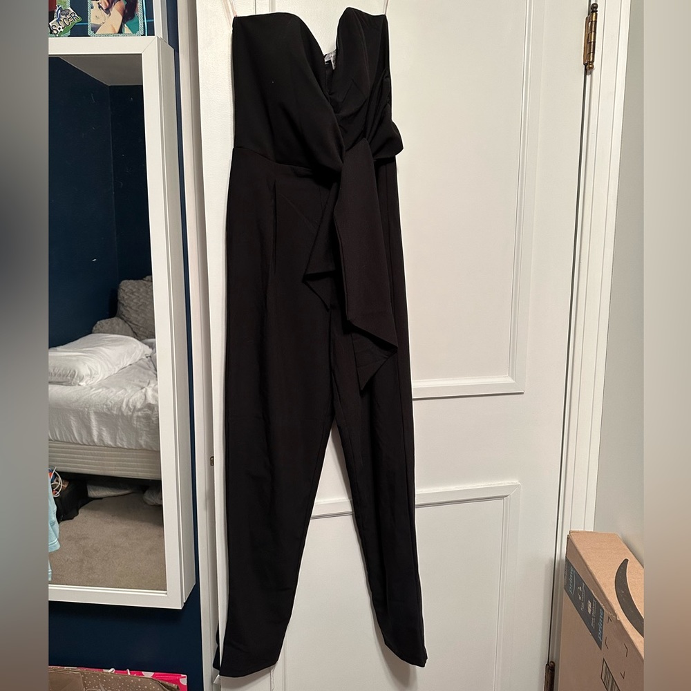 Sans Souci Strapless Black Romper, Size Small, Boning to Hold up Top, Never Worn